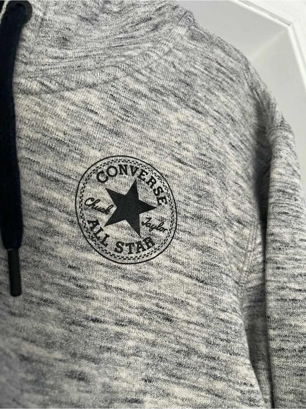 Converse Youth Heather Gray Zip Hoodie with Black Trim